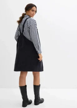 Umstands-Latzkleid aus Baumwoll-Cord mit Stretch