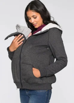 Umstands-Sweatjacke mit Baby-Einsatz und flauschiger Innenseite