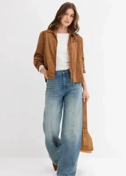 Velourslederimitat-Jacke