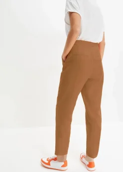 Verkürzte High-Waist-Hose aus Leinen-Viskose-Mix