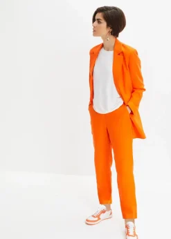 Verkürzte High-Waist-Hose aus Leinen-Viskose-Mix