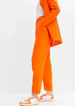 Verkürzte High-Waist-Hose aus Leinen-Viskose-Mix