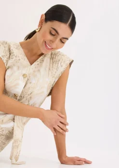 Viskose-Kleid mit Bindeband (2-tlg.Set)