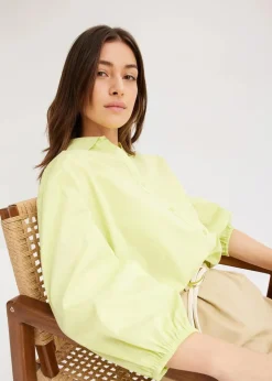 Vokuhila-Bluse aus Baumwoll-Mix