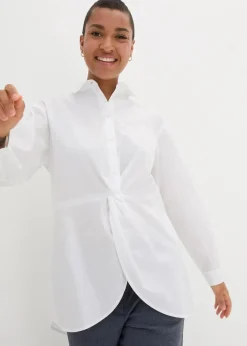 Vokuhila-Bluse in reiner Baumwolle