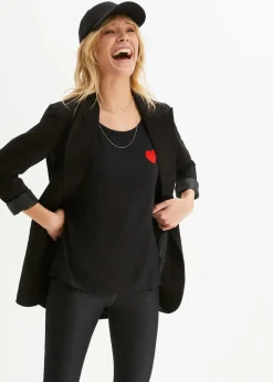 Vokuhila-Shirt aus fließendem Viskosemix