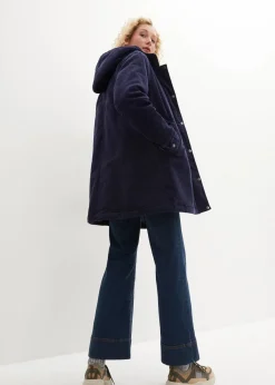 Warmer Cord-Parka mit Teddy-Futter in der Kapuze, in A-Linie