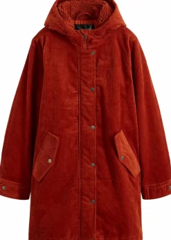 Warmer Cord-Parka mit Teddy-Futter in der Kapuze, in A-Linie