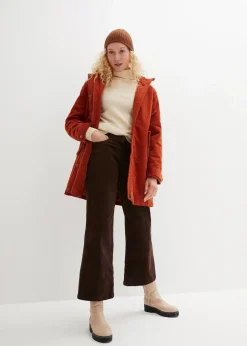 Warmer Cord-Parka mit Teddy-Futter in der Kapuze, in A-Linie