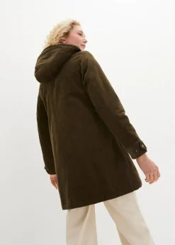 Warmer Cord-Parka mit Teddy-Futter in der Kapuze, in A-Linie