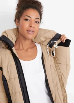 wasserabweisender Outdoor-Kurzmantel mit Fellimitat