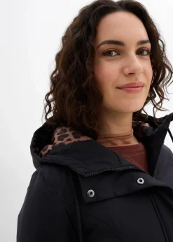 Wasserabweisender Outdoor-Kurzmantel mit Gürtel, Leo-Futter