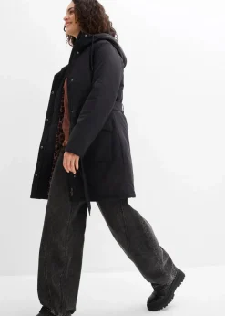 Wasserabweisender Outdoor-Kurzmantel mit Gürtel, Leo-Futter