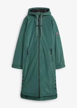 wasserdichter, wattierter Regenmantel in Midi-Länge