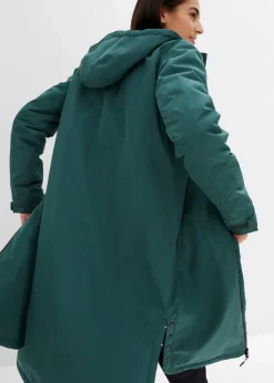 wasserdichter, wattierter Regenmantel in Midi-Länge