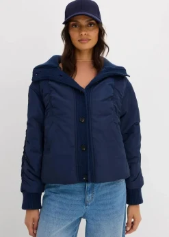 Wattierte Jacke mit Strickbündchen