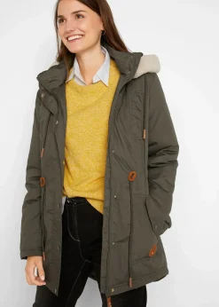 Wattierter Parka mit Fellimitat-Besatz