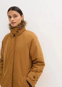 Wattierter Trenchcoat mit abnehmbaren Fellkragen