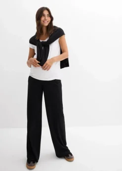 Weiche Umstandshose aus bequemen Punto di Roma, weites Bein