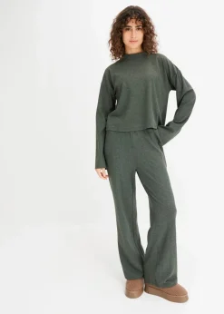 Weit geschnittener Loungewear Hausanzug aus weicher Rippe