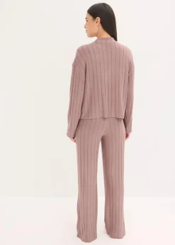 Weit geschnittener Loungewear Hausanzug aus weicher Rippe