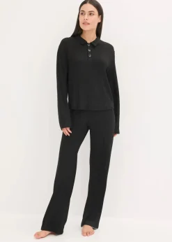 Weit geschnittener Loungewear Hausanzug aus weicher Rippe