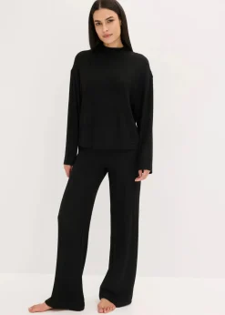 Weit geschnittener Loungewear Hausanzug aus weicher Rippe