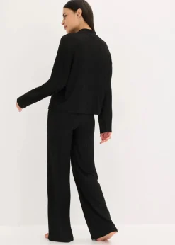 Weit geschnittener Loungewear Hausanzug aus weicher Rippe