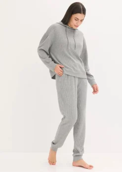 Weit geschnittener Loungewear Hausanzug aus weicher Rippe