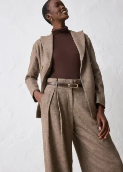 Weite Bundfaltenhose mit weichem Wollanteil