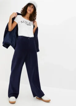 Weite Hose aus Ripp-Samt