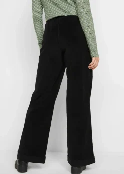Weite Stretch-Cordhose, High-Waist