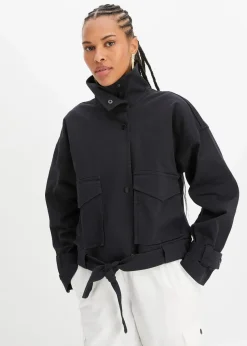 Weite Twill-Jacke mit aufgesetzten Taschen