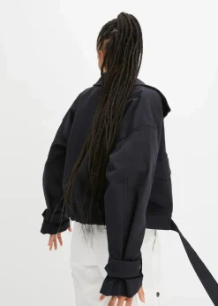 Weite Twill-Jacke mit aufgesetzten Taschen