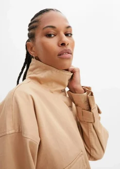 Weite Twill-Jacke mit aufgesetzten Taschen