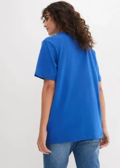 Weites Long-Shirt mit V-Ausschnitt, Kurzarm (5er Pack)