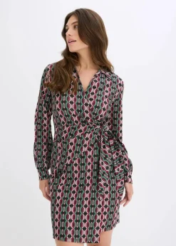 Wickelkleid aus strukturiertem Jersey