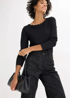 Wide Leg Hose aus Baumwollstretch