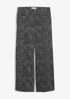 Wide Leg Twillhose mit Leodruck