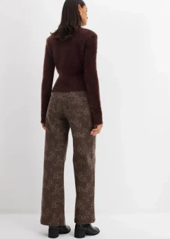 Wide Leg Twillhose mit Leodruck