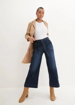 Wide-Leg-Jeans High Waist, Bequembund cropped