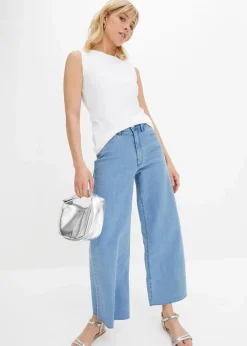 Wide-Leg-Jeans, High Waist, cropped