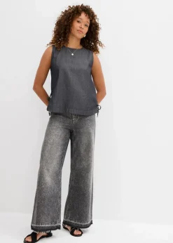 Wide-Leg-Jeans High Waist, cropped