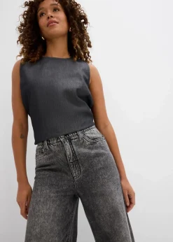 Wide-Leg-Jeans High Waist, cropped