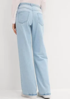 Wide-Leg-Jeans, Mid Waist, Gürtel