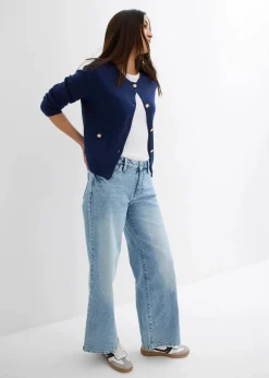 Wide-Leg-Jeans, Mid Waist, Low Stretch Full Length