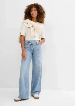 Wide-Leg-Jeans Mid Waist, Low Stretch
