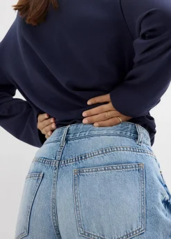 Wide-Leg-Jeans Mid Waist, Low Stretch