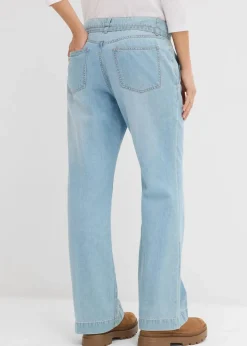 Wide-Leg-Jeans Mid Waist mit Gürtel