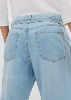 Wide-Leg-Jeans Mid Waist mit Gürtel